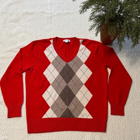 St. John's Bay Argyle Crew Neck Sweater Size XL - Picture 1 of 6